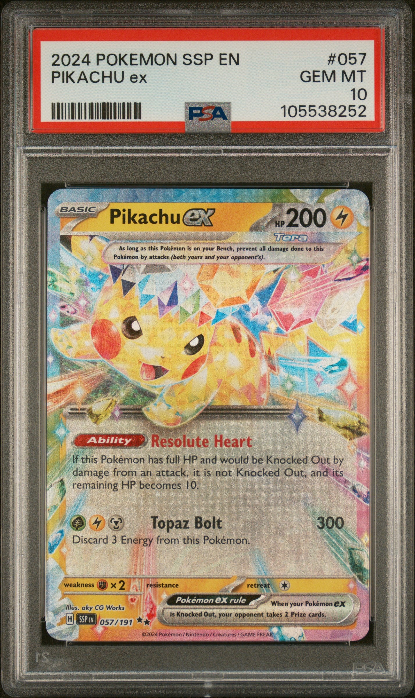 2024 POKEMON SSP EN-SURGING SPARKS #057 PIKACHU ex PSA 10