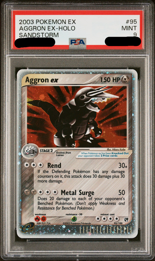 2003 POKEMON EX SANDSTORM #95 AGGRON EX-HOLO SANDSTORM PSA 9