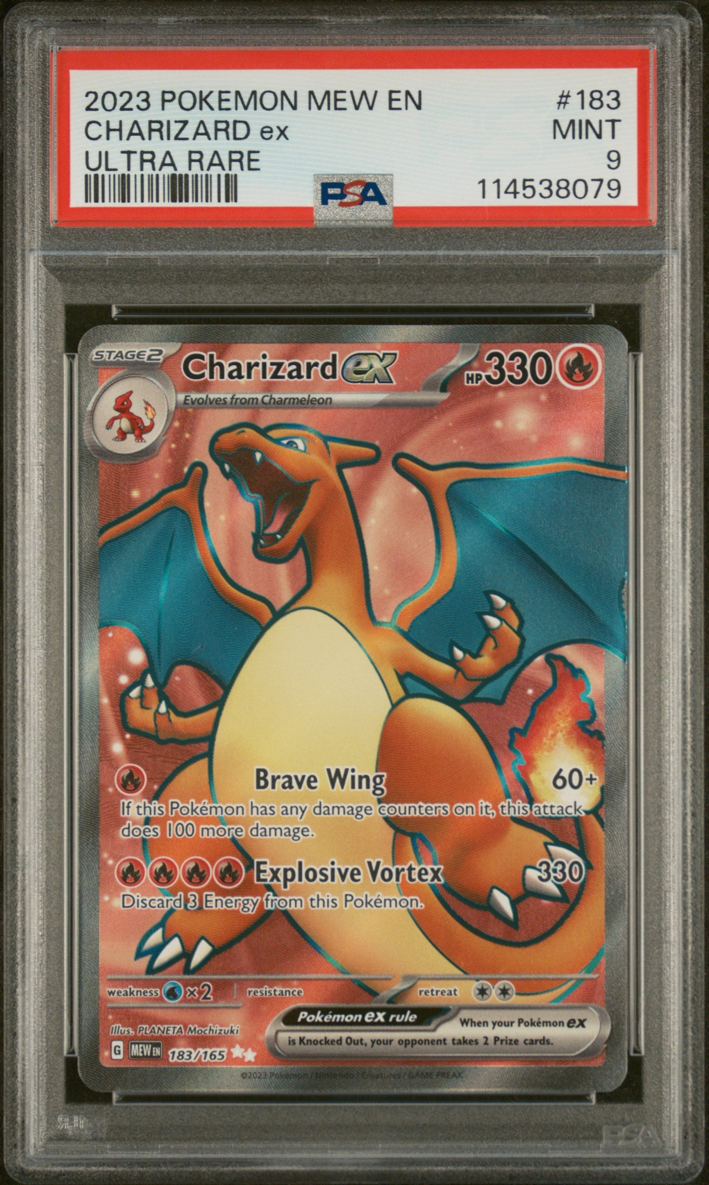 2023 POKEMON MEW EN-151 #183 CHARIZARD ex ULTRA RARE PSA 9